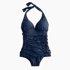 NWT J. Crew Ruched Halter One-Piece Bathing Suit